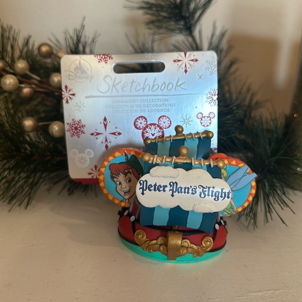 Disney Sketchbook Peter Pans Flight Ear Hat Ornament Peter Pan Christmas NWT